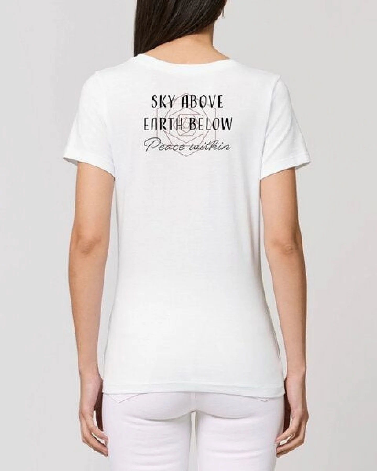 Bio Damen Rundhals Statement T-Shirt "Peace Within" von Human Family – Ansicht 3