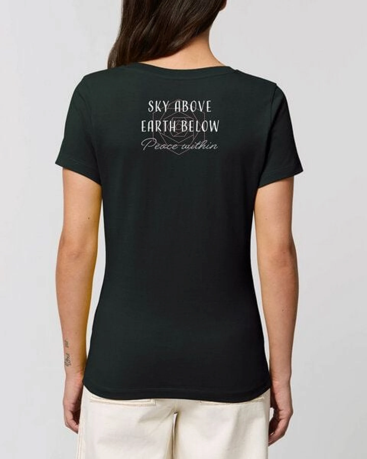 Bio Damen Rundhals Statement T-Shirt "Peace Within" von Human Family – Ansicht 2