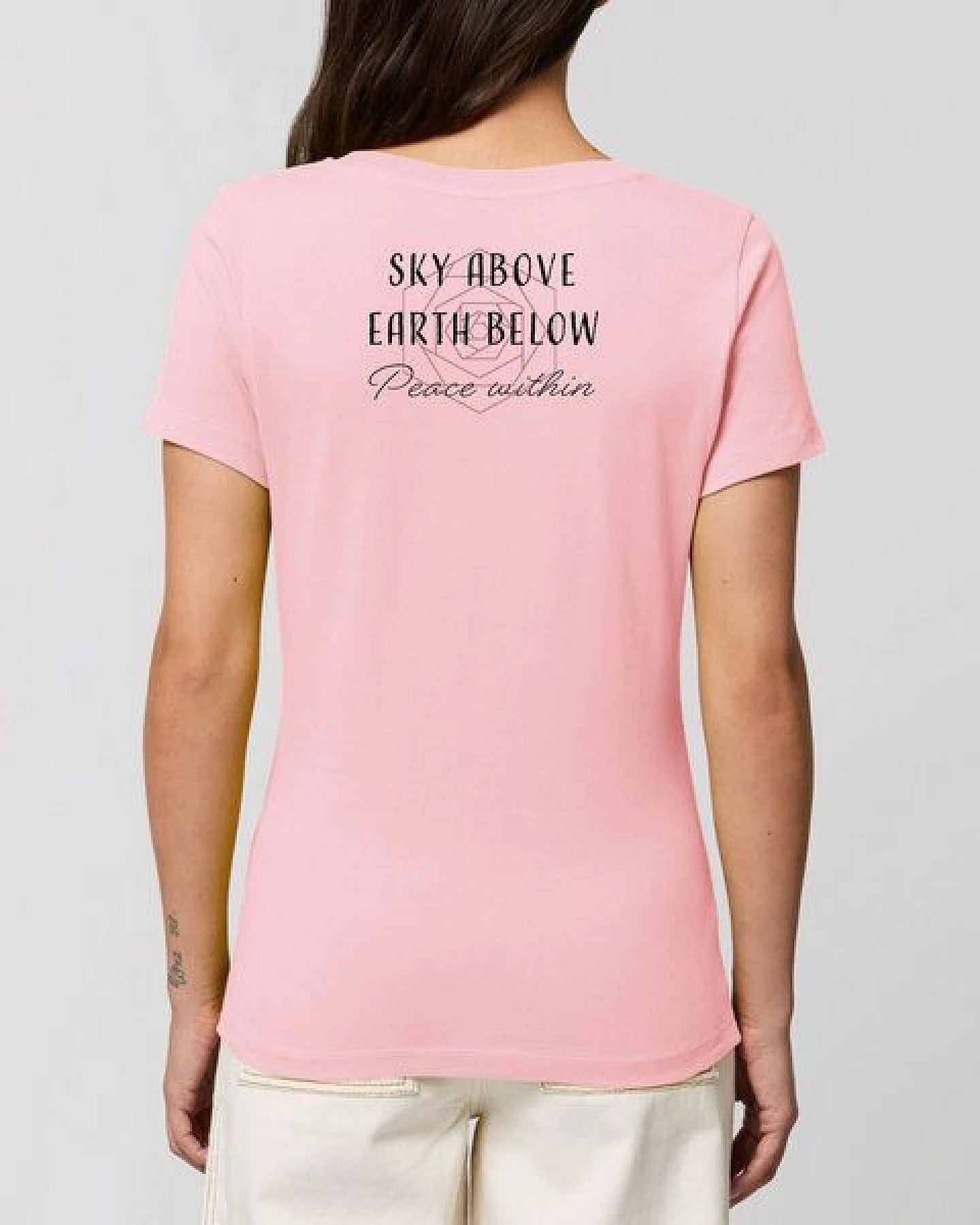 Bio Damen Rundhals Statement T-Shirt "Peace Within" von Human Family – Ansicht 3