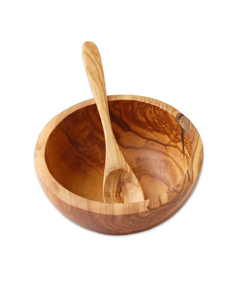 Olivenholz erleben Müslischale Ø 16 cm aus Olivenholz inkl. Löffel