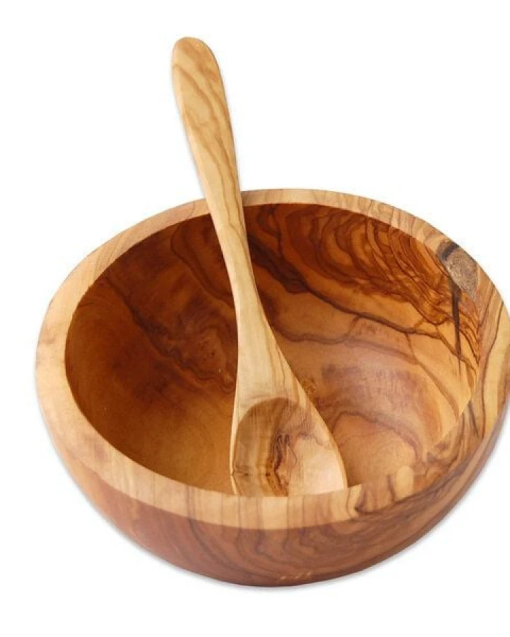 Olivenholz erleben Müslischale Ø 16 cm aus Olivenholz inkl. Löffel