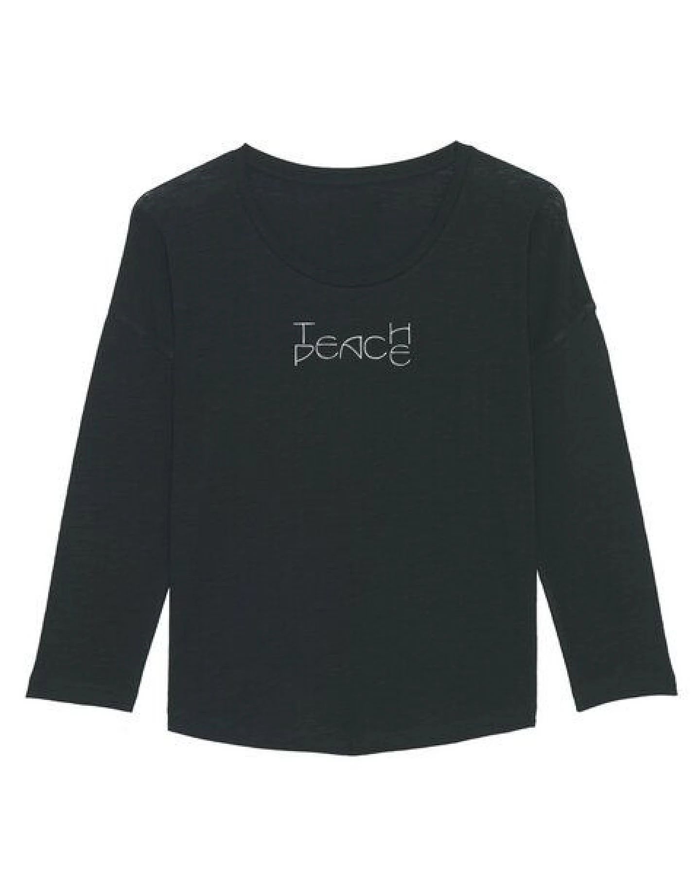 Human Family Damen Longsleeve aus Slub Garn - "Wave - Teach Peace" – Ansicht 3