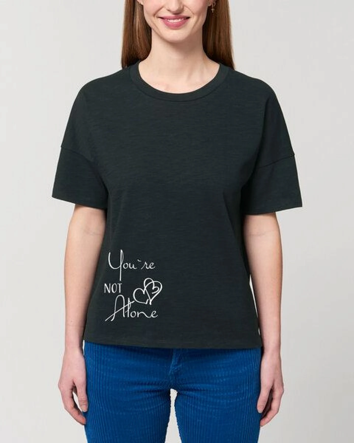 Human Family Kastenförmiges Bio Damen T-Shirt "Mood - You´re Not Alone" in 3 Farben – Ansicht 3