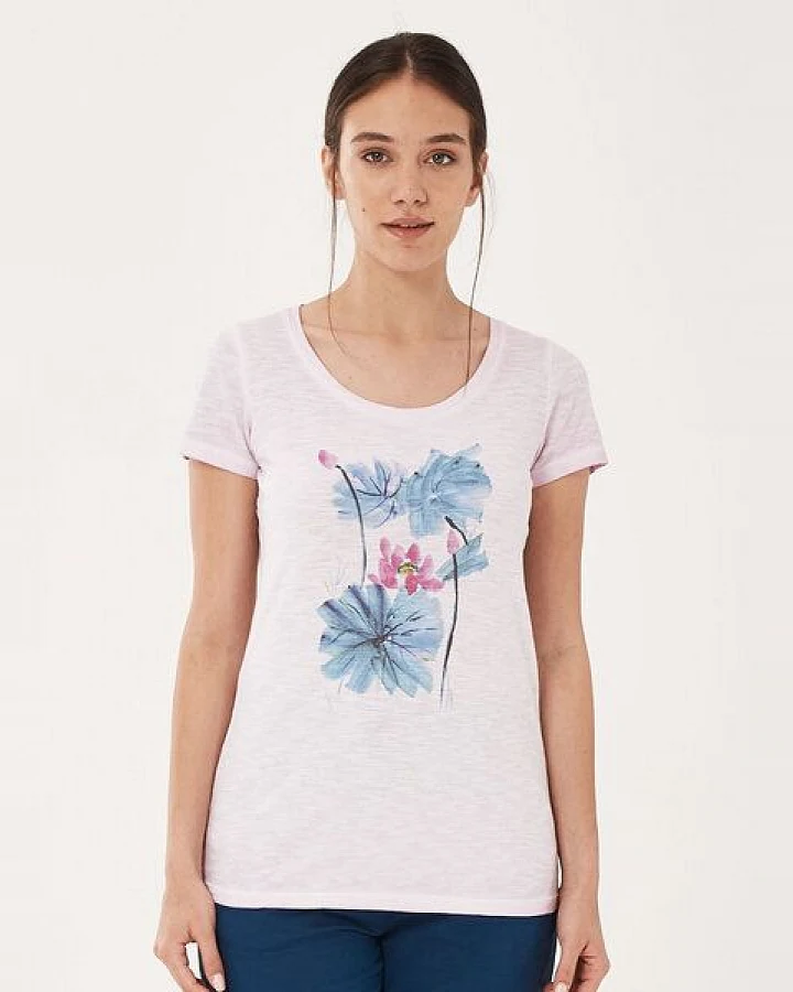 ORGANICATION Garment Dyed T-Shirt aus Bio-Baumwolle mit Blumen-Print