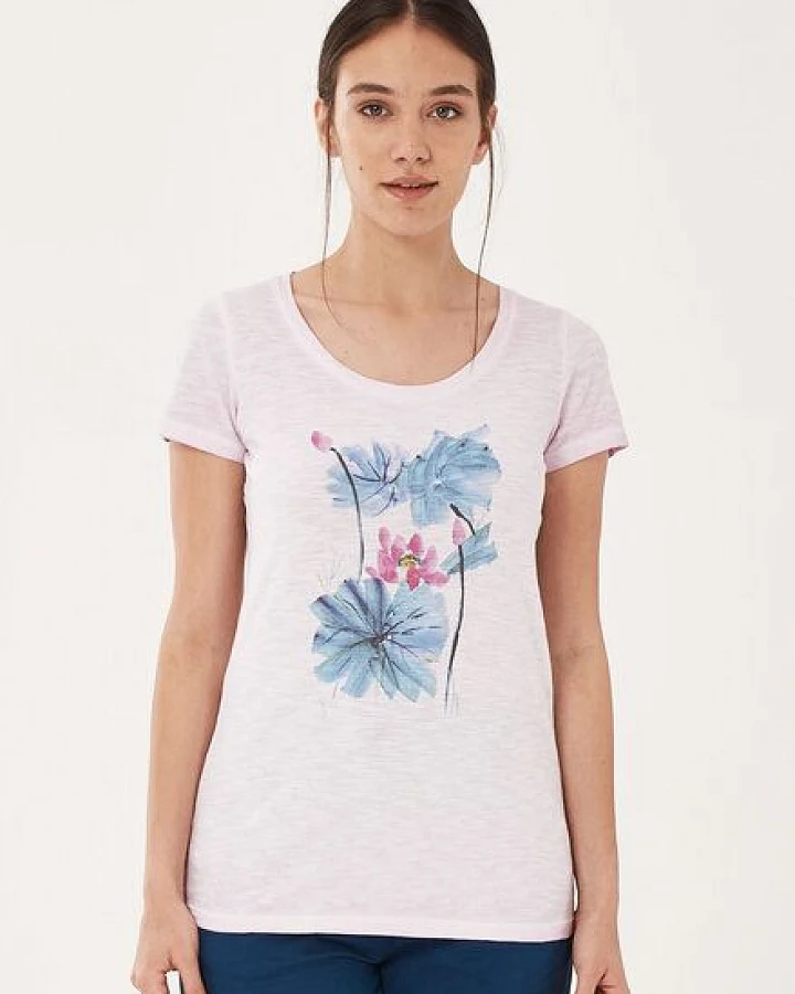 ORGANICATION Garment Dyed T-Shirt aus Bio-Baumwolle mit Blumen-Print