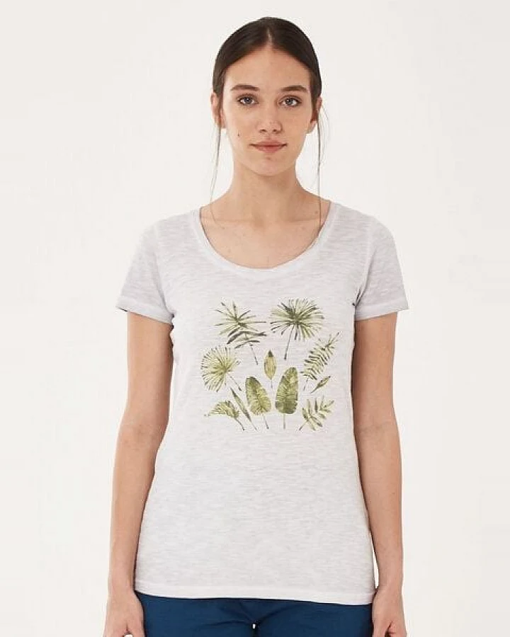 ORGANICATION Garment Dyed T-Shirt aus Bio-Baumwolle mit Blatt-Print