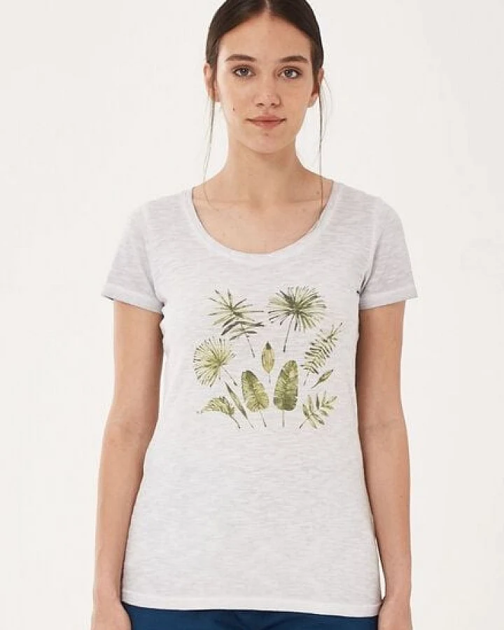 ORGANICATION Garment Dyed T-Shirt aus Bio-Baumwolle mit Blatt-Print