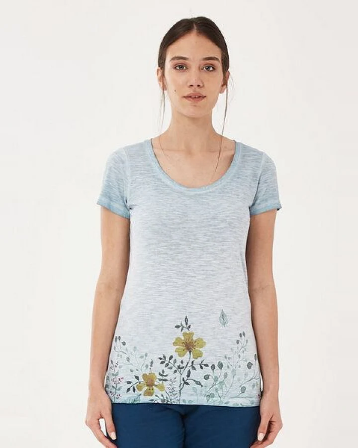 ORGANICATION Garment Dyed T-Shirt aus Bio-Baumwolle mit Blumen-Print