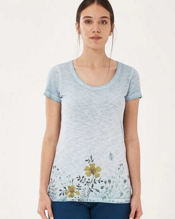 ORGANICATION Garment Dyed T-Shirt aus Bio-Baumwolle mit Blumen-Print