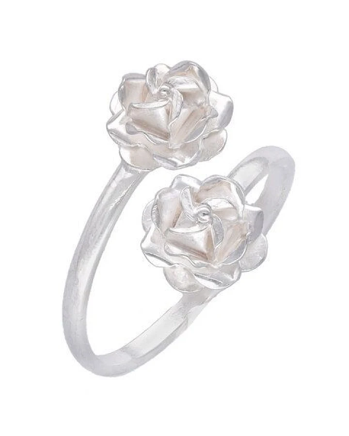 pakilia Silber Ring Mini Rosenblüte Fair-Trade und handmade