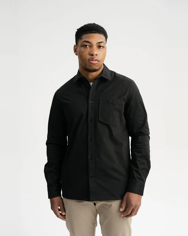 MELA Herren vegan Twill Hemd Ashutosh Schwarz