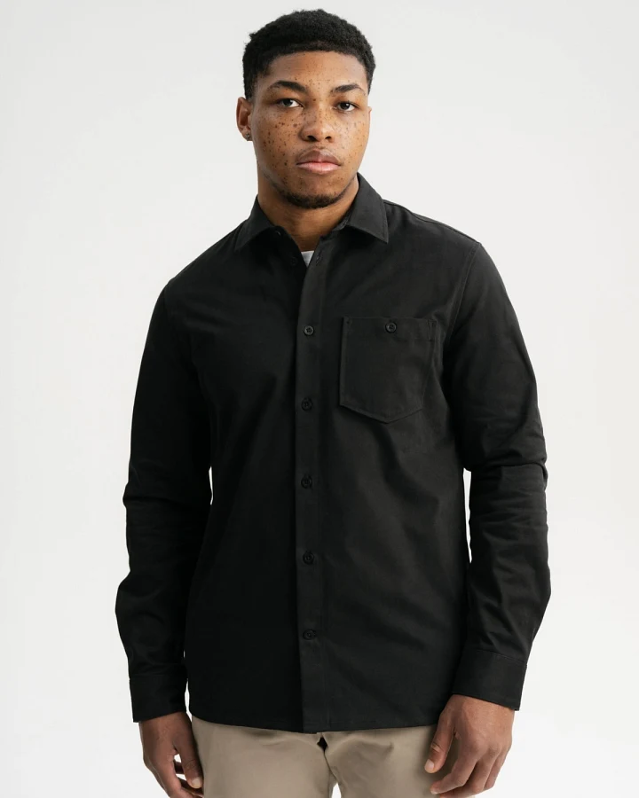 MELA Herren vegan Twill Hemd Ashutosh Schwarz