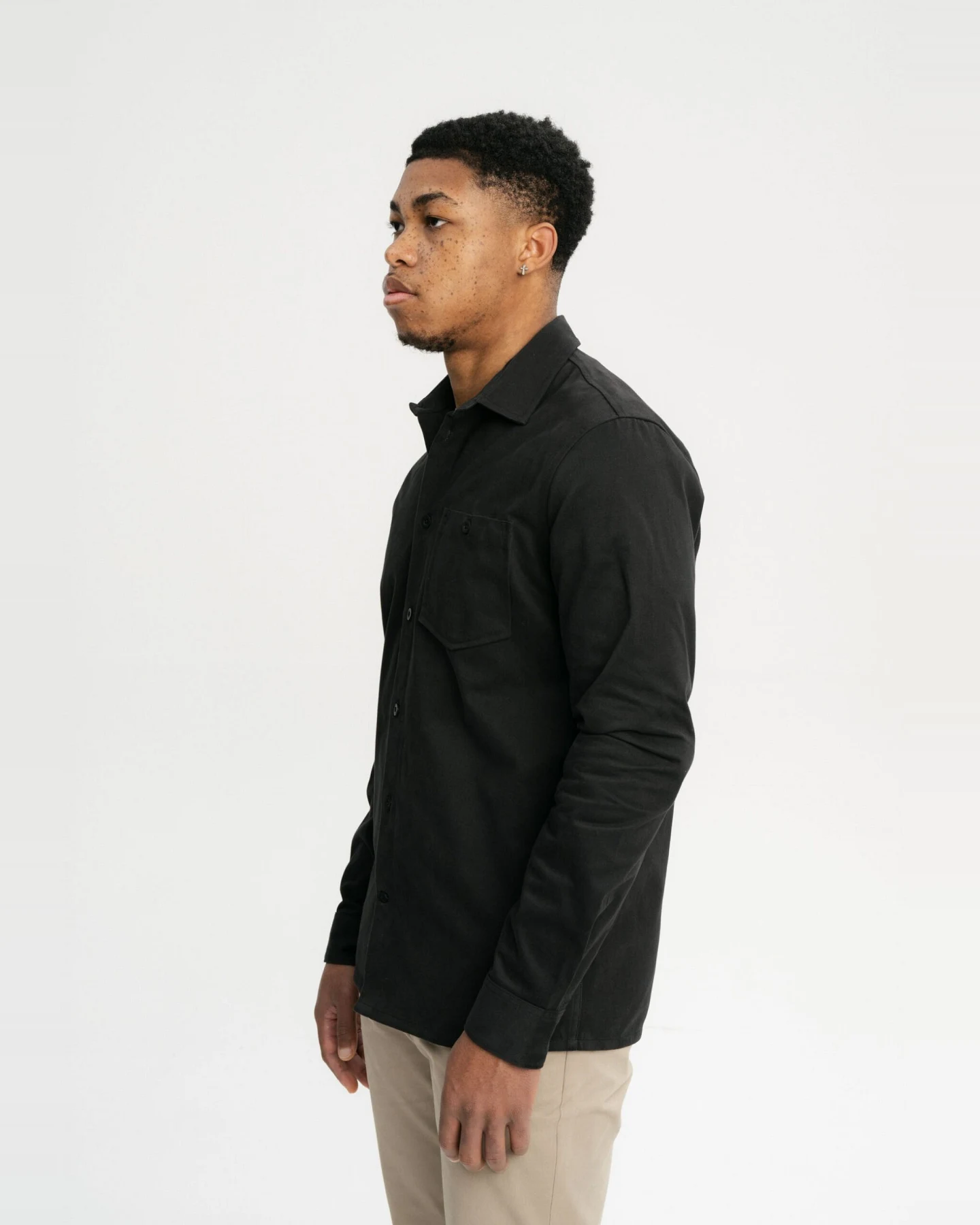 MELA Herren vegan Twill Hemd Ashutosh Schwarz – Ansicht 2