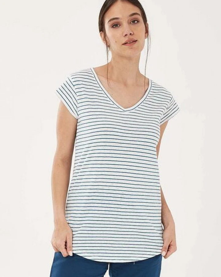 ORGANICATION T-Shirt aus Bio-Baumwolle und Leinen mit Ringelmuster