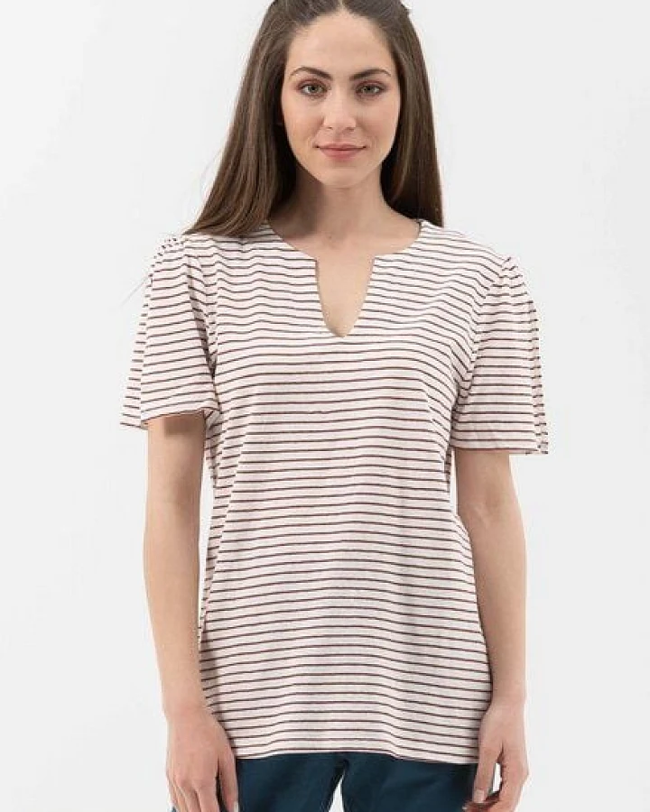 ORGANICATION T-Shirt aus Bio-Baumwolle und Leinen mit Armschlitze