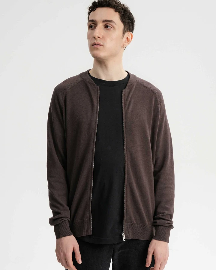 MELA Herren vegan Strickjacke Shamial Dunkelbraun