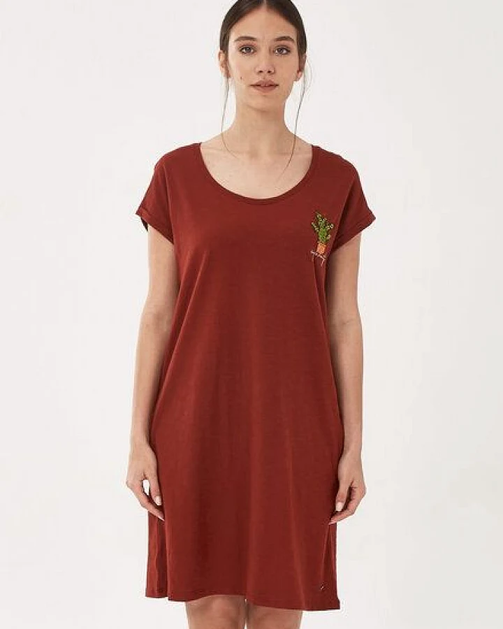 ORGANICATION Slub-Jersey-Kleid aus Bio-Baumwolle mit Stickerei