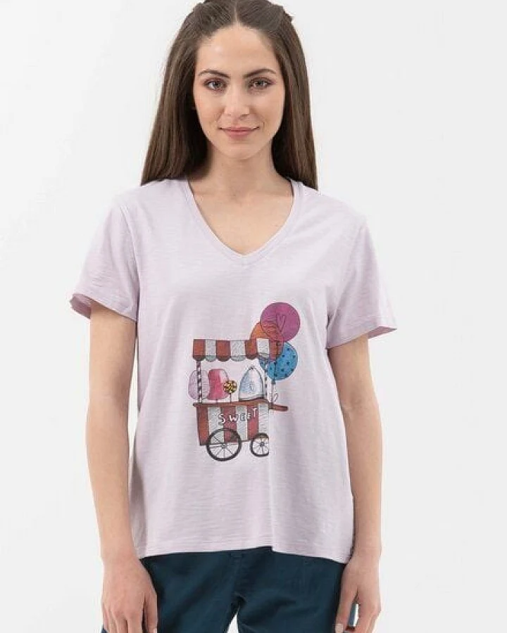 ORGANICATION T-Shirt aus Bio-Baumwolle mit V-Ausschnitt