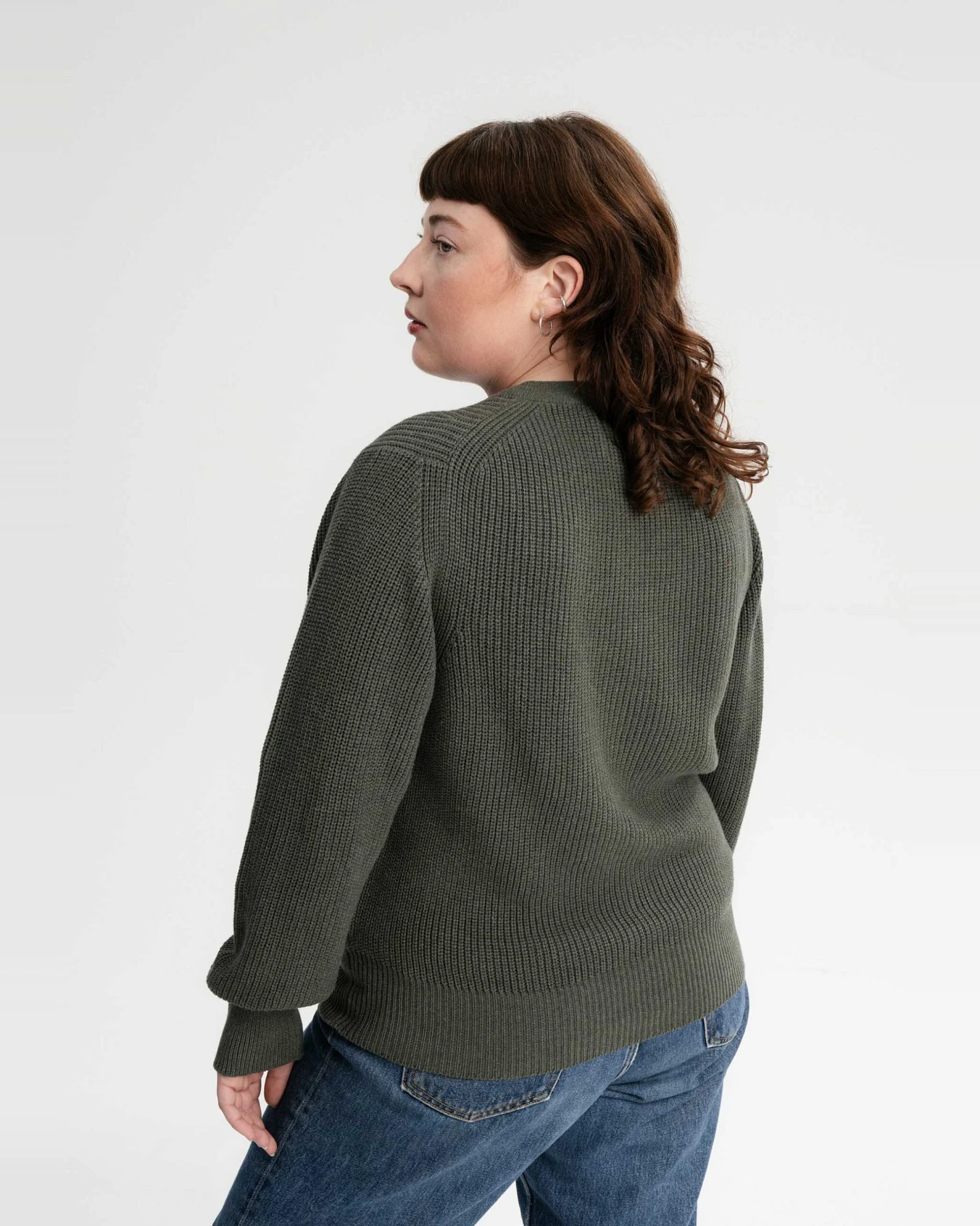 MELA Damen vegan Strickpullover Gauri Grün Melange – Ansicht 2