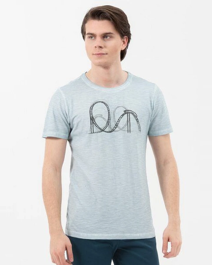 ORGANICATION Garment Dyed T-Shirt aus Bio-Baumwolle mit Print