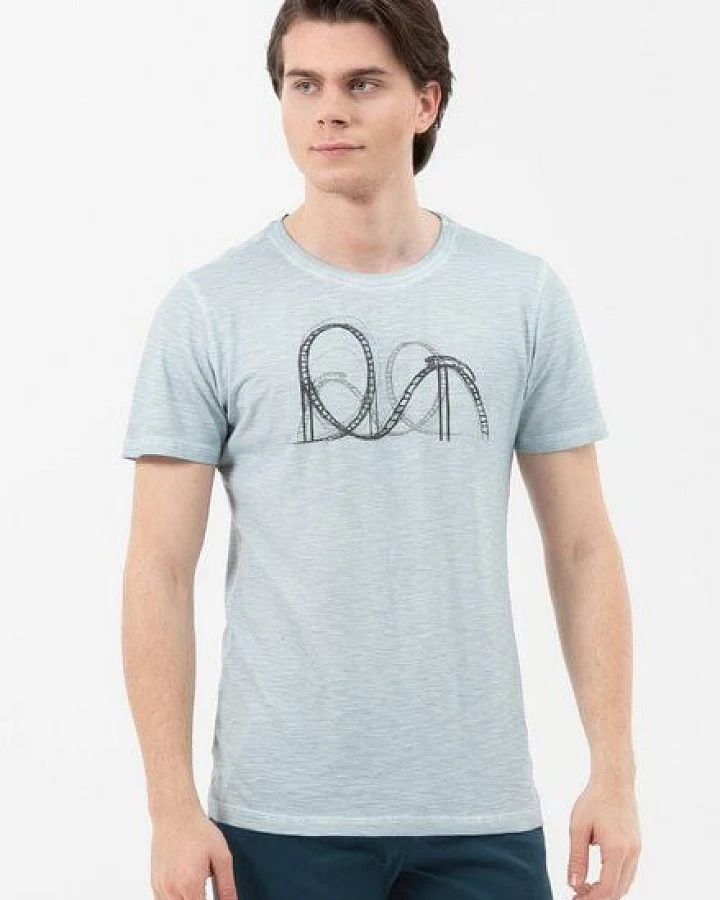 ORGANICATION Garment Dyed T-Shirt aus Bio-Baumwolle mit Print