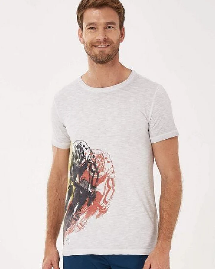 ORGANICATION Garment Dyed T-Shirt aus Bio-Baumwolle mit Print