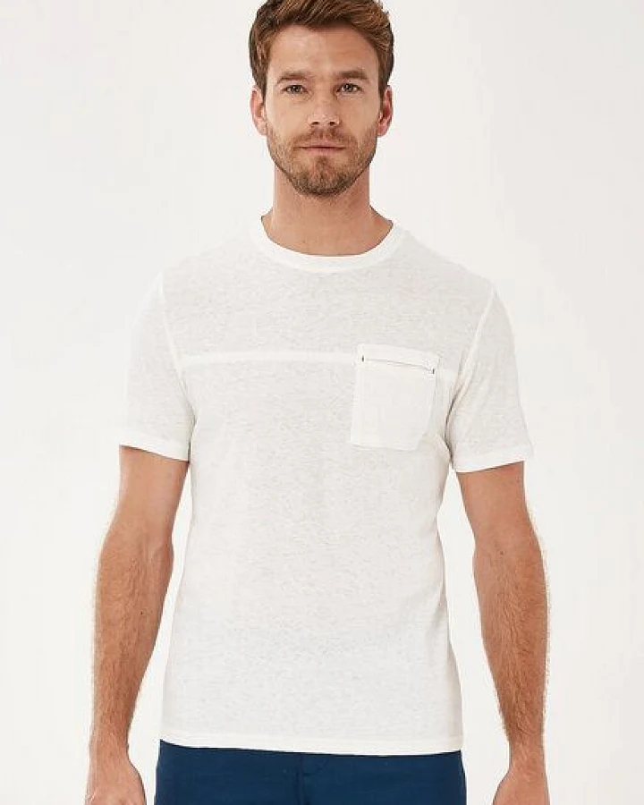 ORGANICATION T-Shirt aus Bio-Baumwolle-Leinen-Mix mit Brusttasche