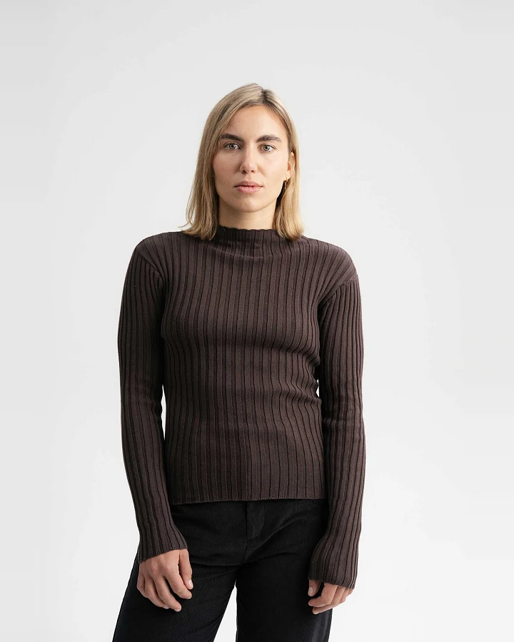 MELA Damen vegan Strickpullover Namari Dunkelbraun