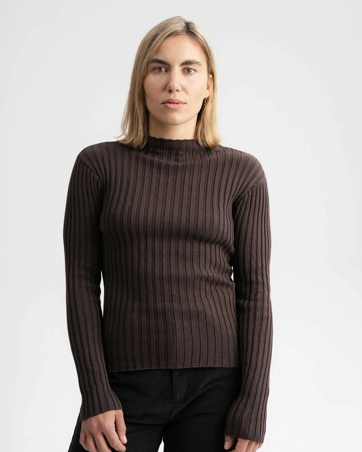 MELA Damen vegan Strickpullover Namari Dunkelbraun