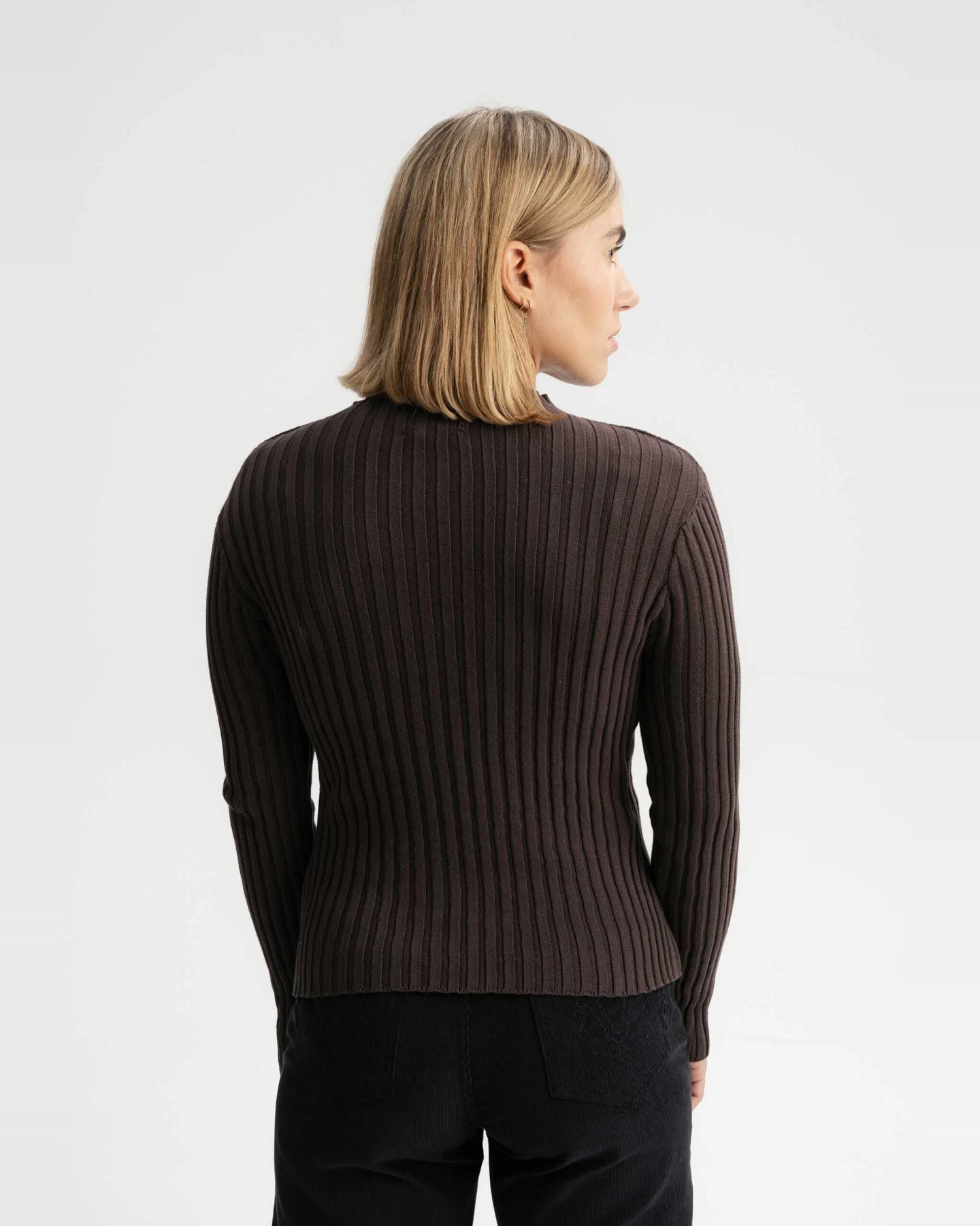 MELA Damen vegan Strickpullover Namari Dunkelbraun – Ansicht 2