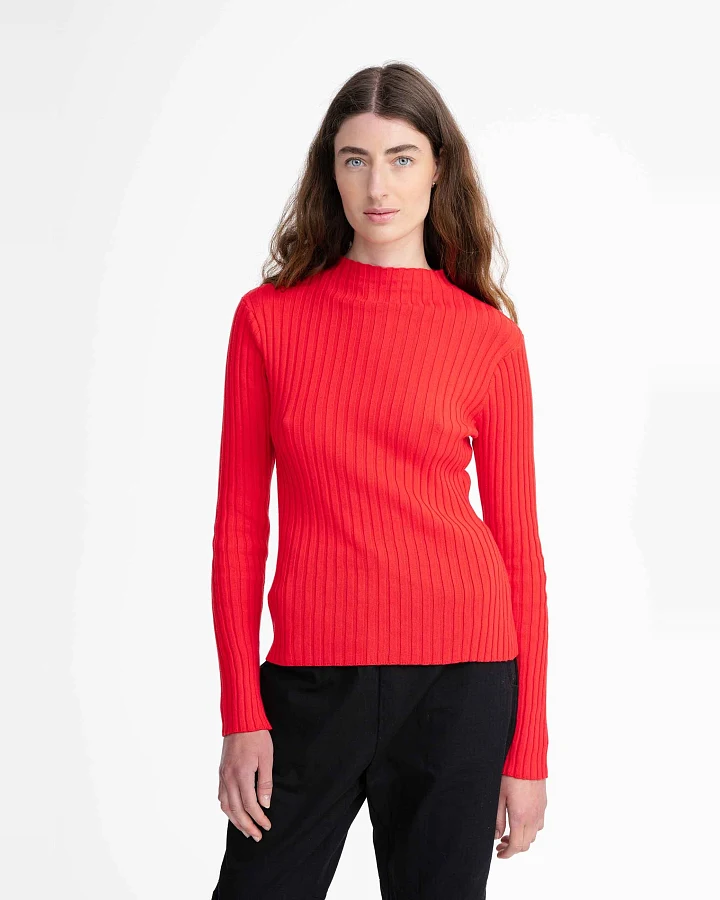MELA Damen vegan Strickpullover Namari Mohnrot