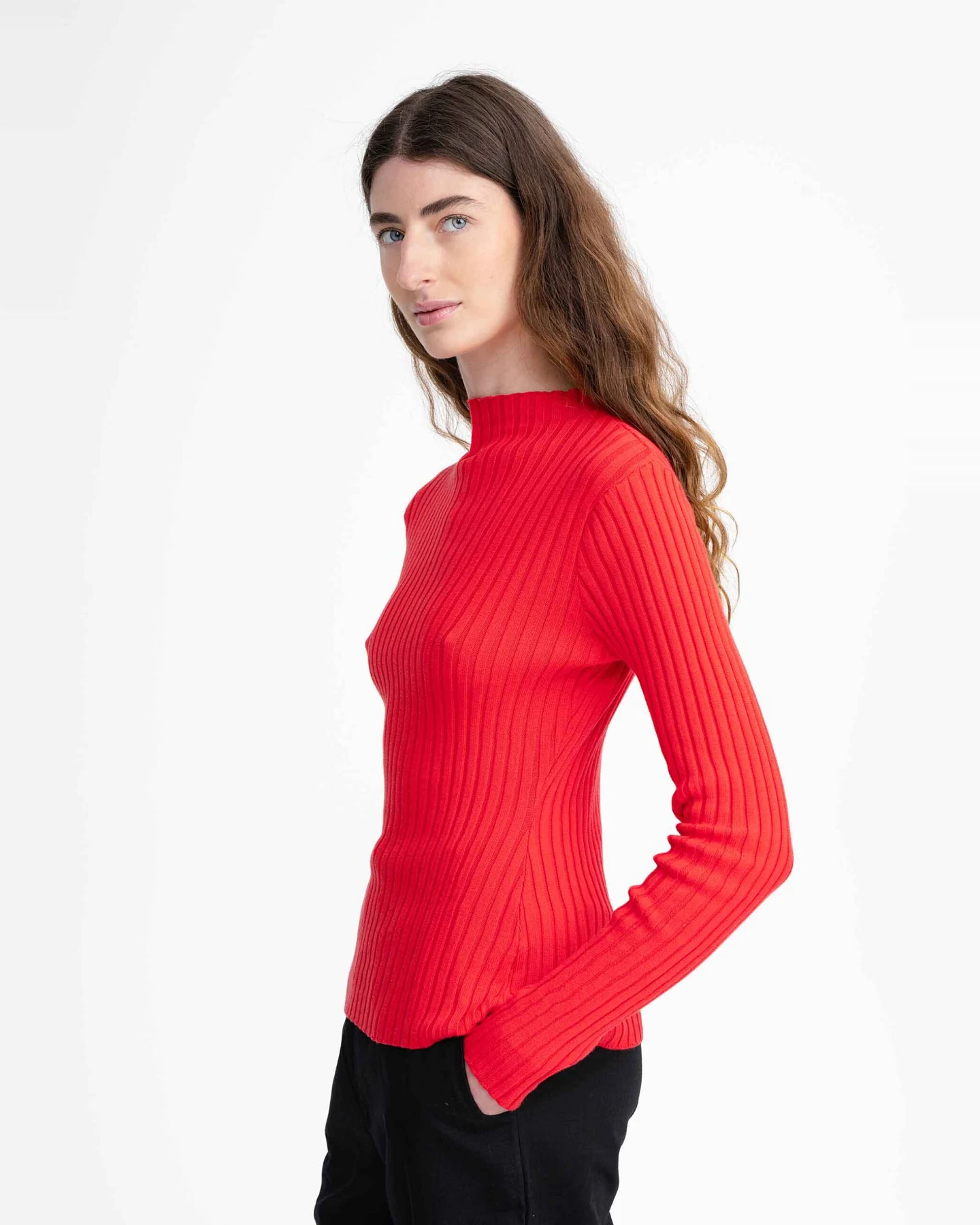 MELA Damen vegan Strickpullover Namari Mohnrot – Ansicht 2