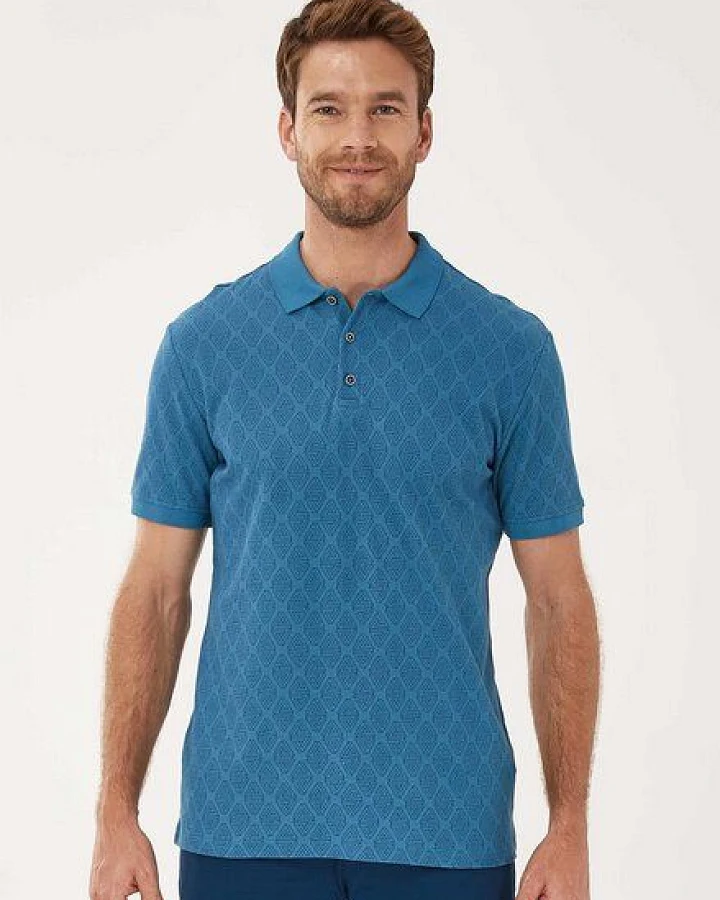 ORGANICATION Poloshirt aus Bio-Baumwolle mit Allover-Print