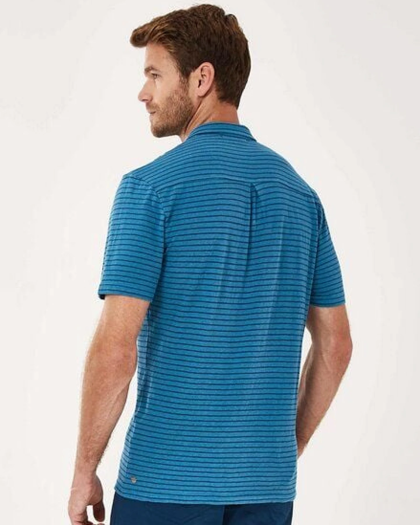 ORGANICATION Gestreiftes Poloshirt aus Leinengemisch – Ansicht 4
