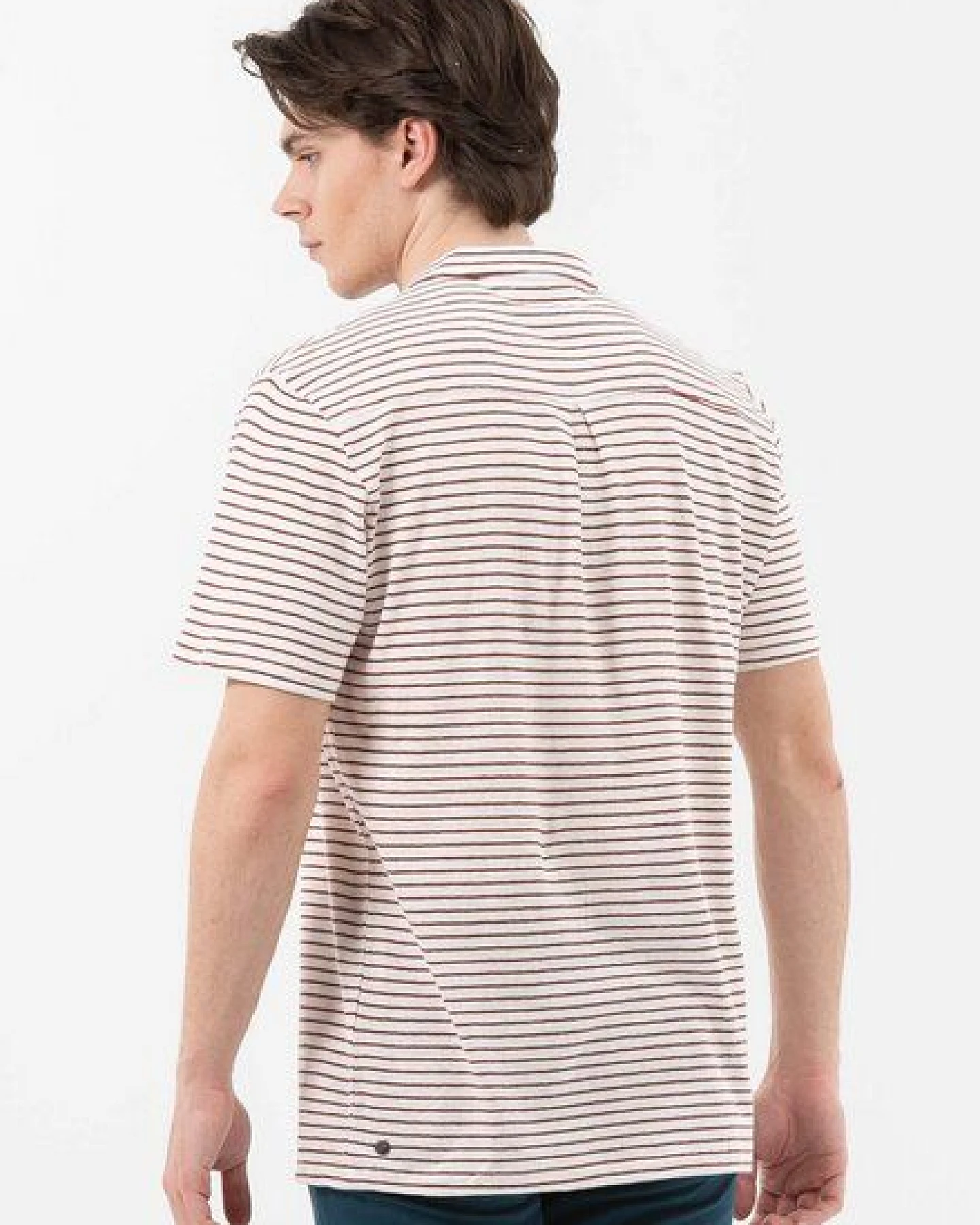 ORGANICATION Gestreiftes Poloshirt aus Leinengemisch – Ansicht 3