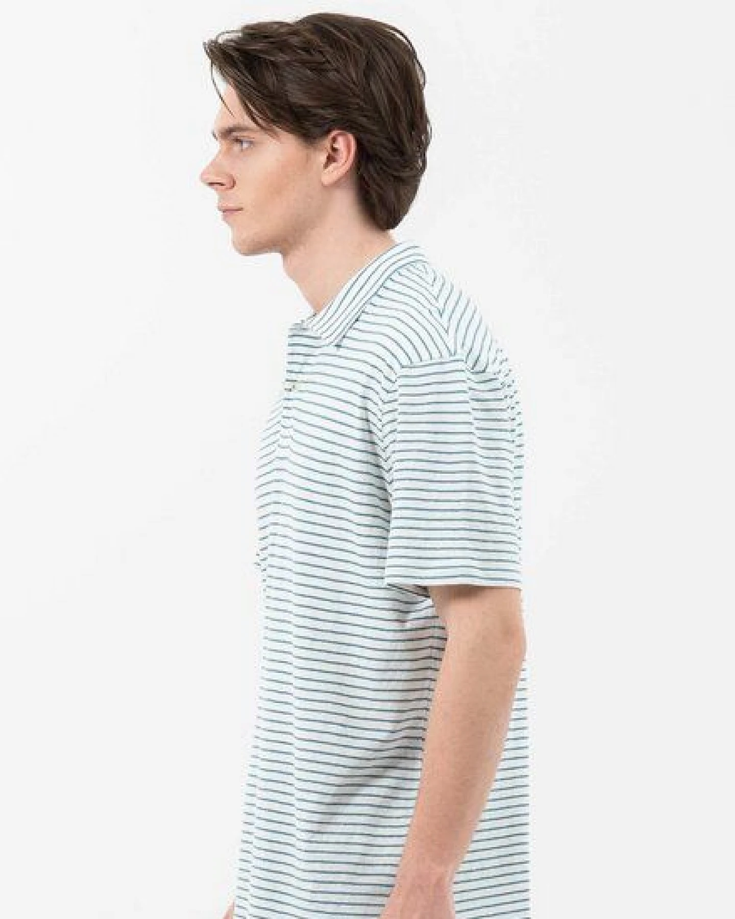 ORGANICATION Gestreiftes Poloshirt aus Leinengemisch – Ansicht 2