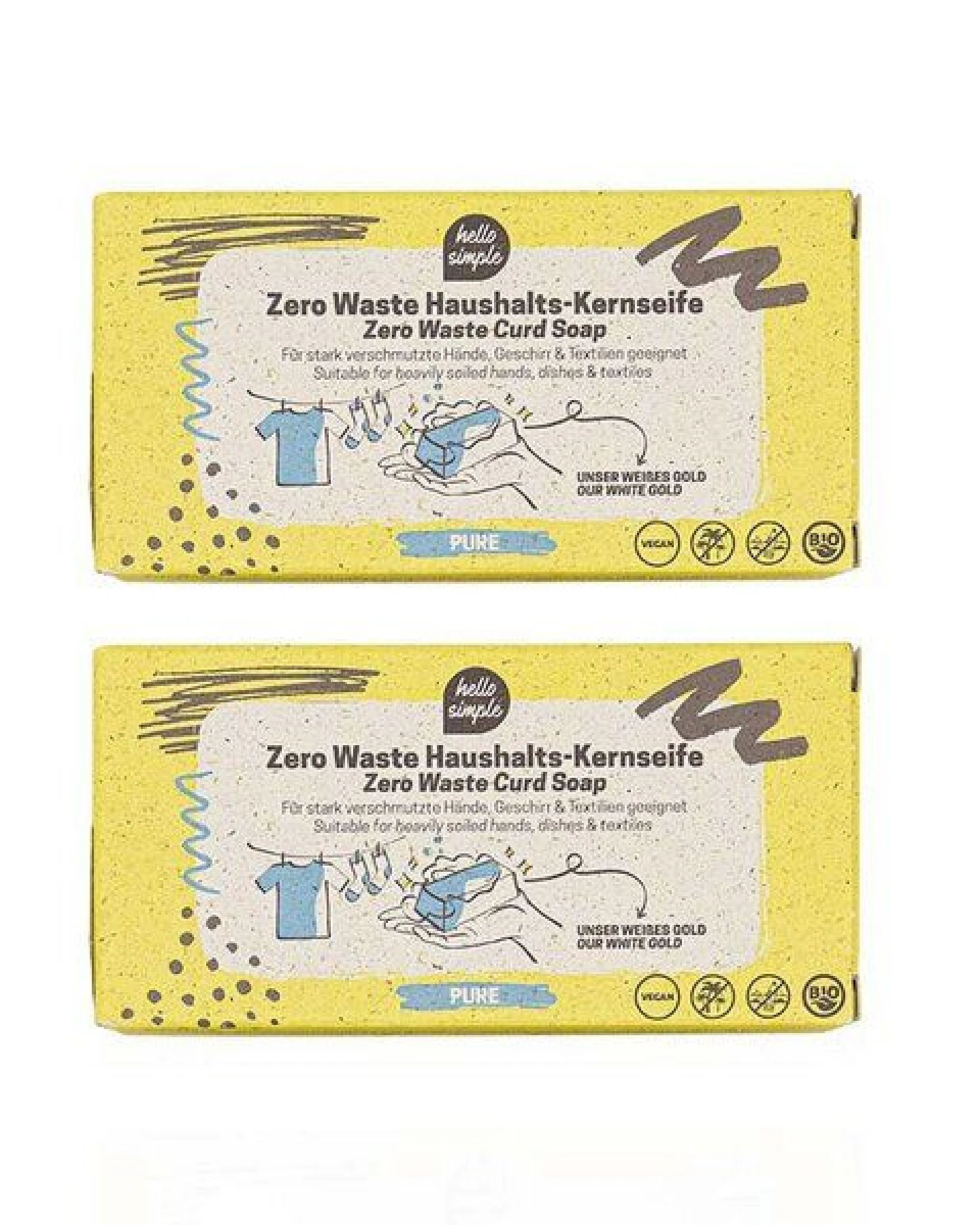 Hello Simple 2er Pack: Vegane Kernseife zum Waschen und Putzen, bio, palmölfrei – Ansicht 2