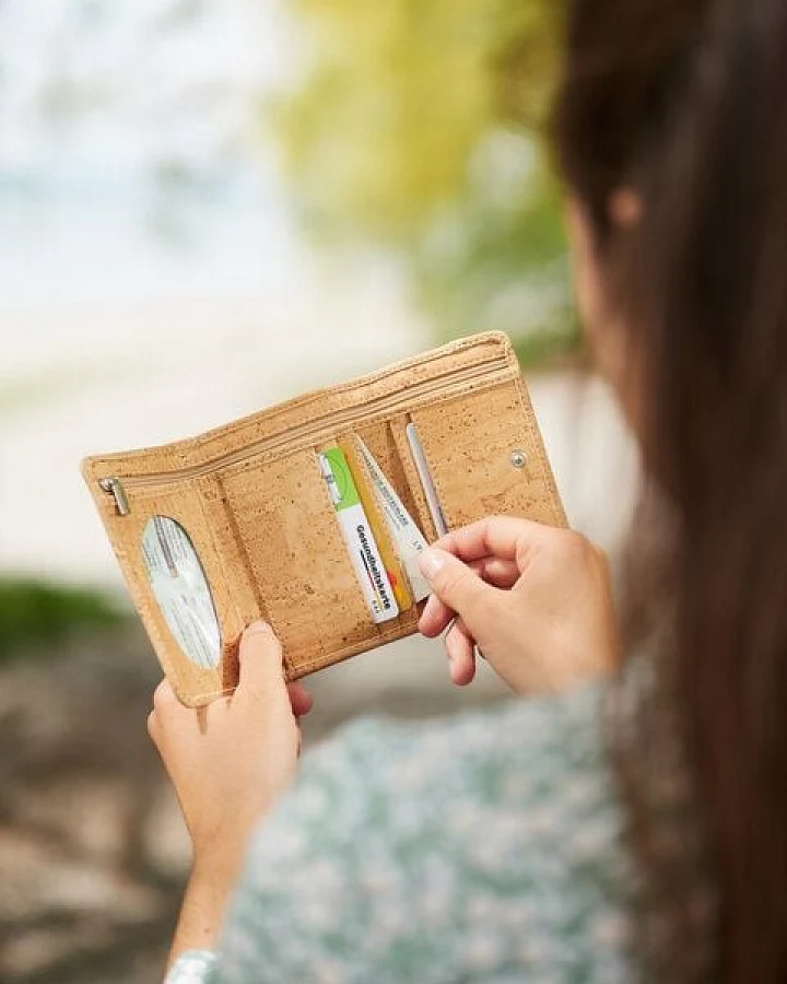 Simaru Vegane Geldbörse aus Kork mit RFID-Schutz ,Portemonnaie , Geldbeutel