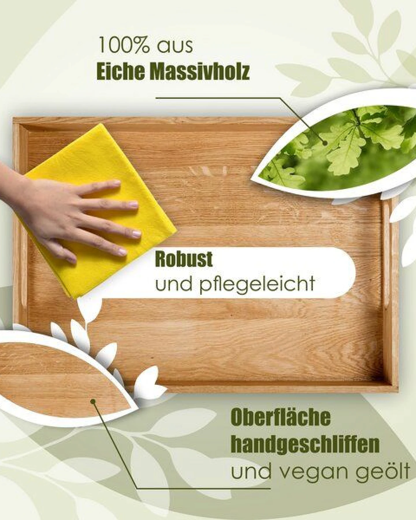 NATUREHOME Holztablett Serviertablett Küchentablett Serie NH-B 50 x 35,5 x 7cm – Ansicht 4