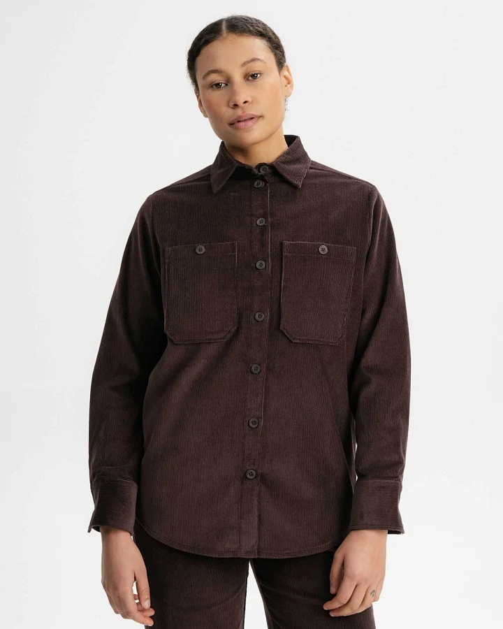 MELA Damen vegan Overshirt Cord Jiya Walnuss Braun