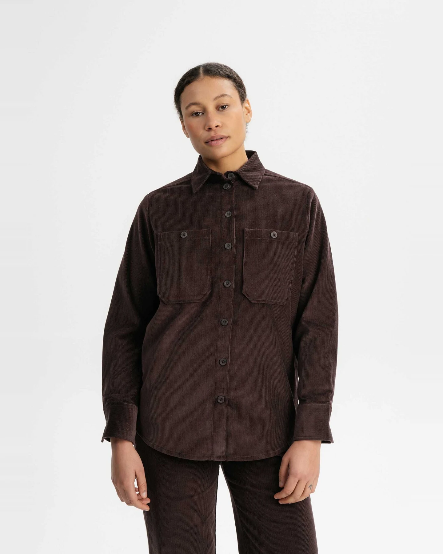MELA Damen vegan Overshirt Cord Jiya Walnuss Braun – Ansicht 2