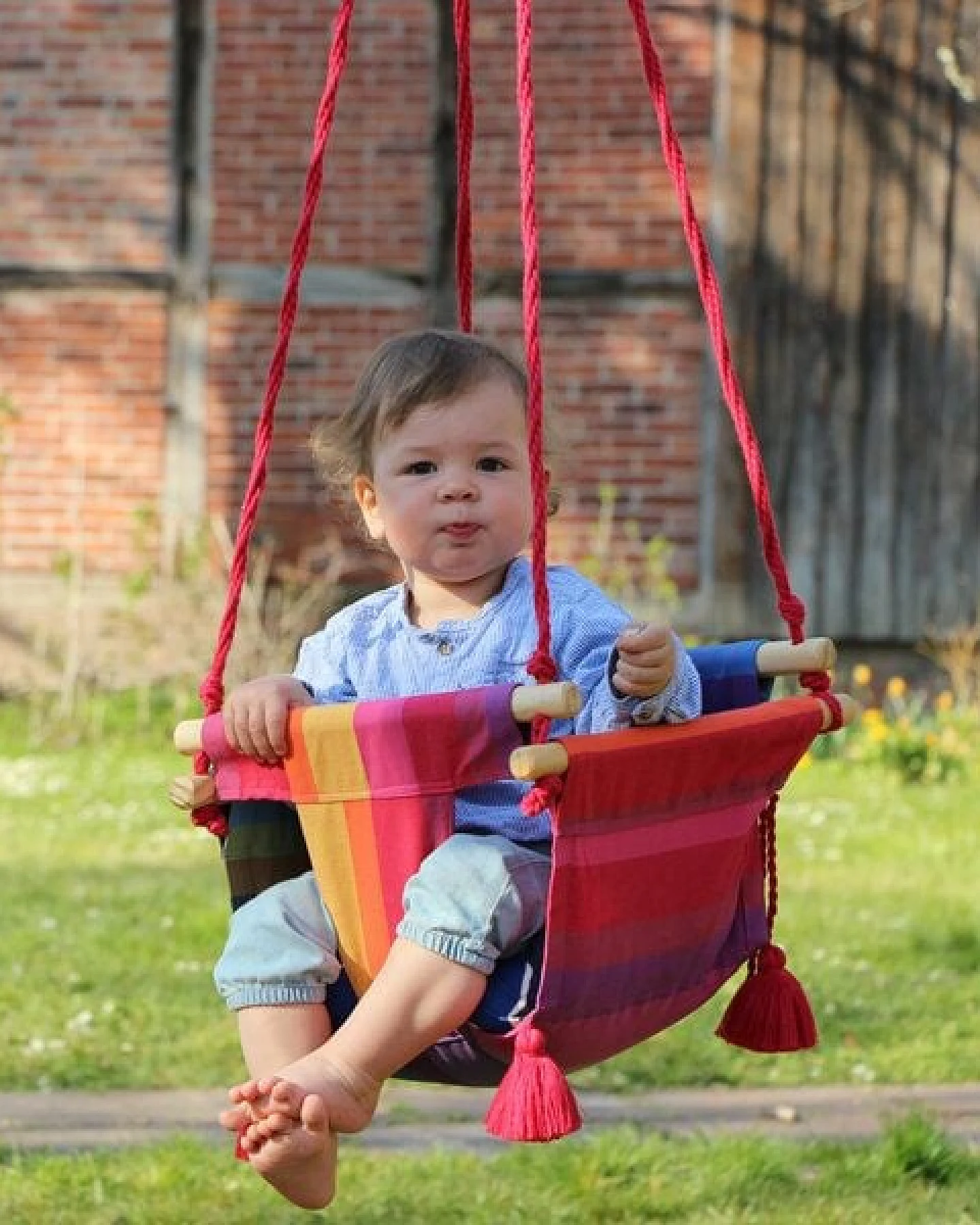 GLOBO Fair Trade Baby-Schaukelsitz aus handgewebter Baumwolle, Fair Trade – Ansicht 2