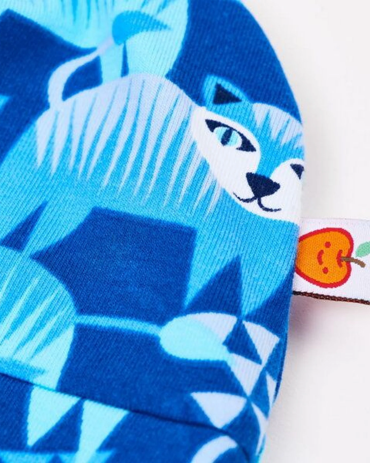 Cheeky Apple Gefütterte Baby-Haube aus Bio-Baumwolle "Tiger" Blau – Ansicht 2