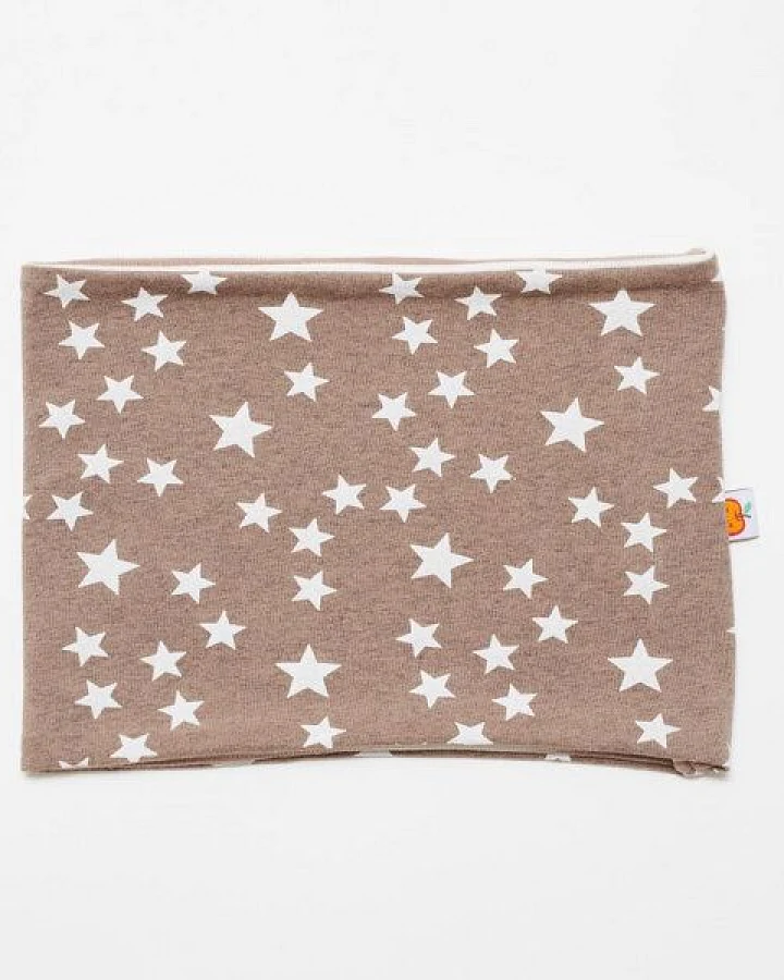 Cheeky Apple Halswärmer aus Bio-Baumwolle "Stars Taupe/Braun-Weiß Ringel" Braun/Weiß