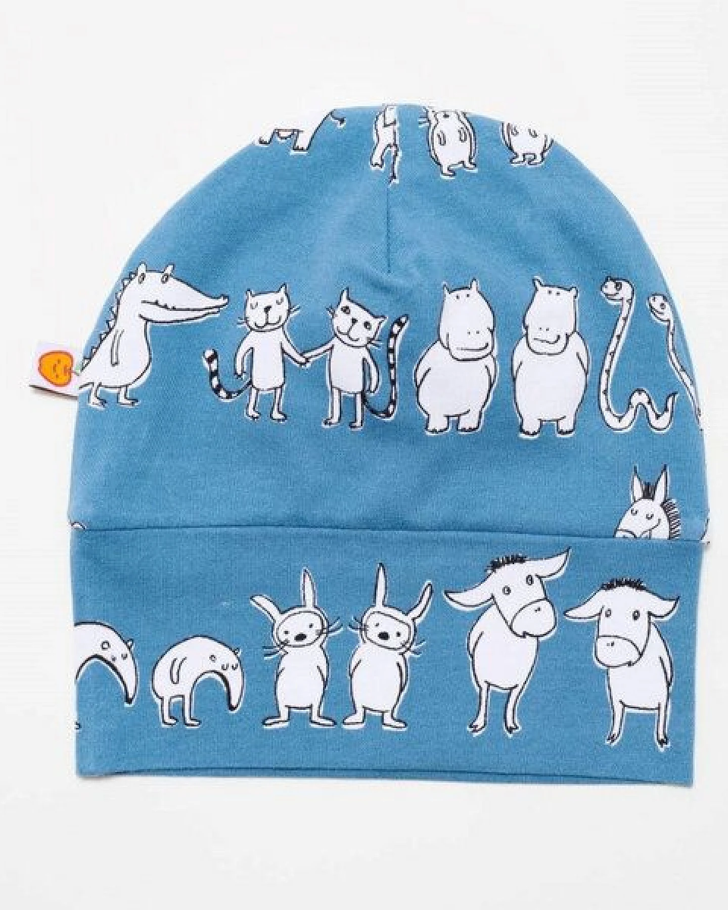 Cheeky Apple Gefütterte Baby-Haube aus Bio-Baumwolle "Zwei & Zwei" Blau/Grau – Ansicht 2