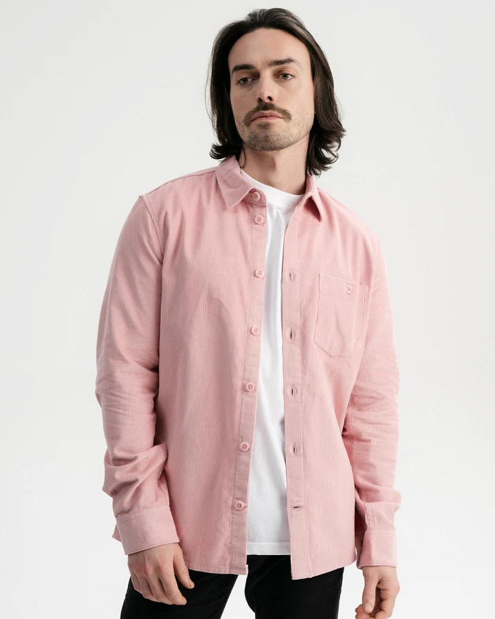 MELA Herren vegan Hemd Kord Nimit Rose Pink