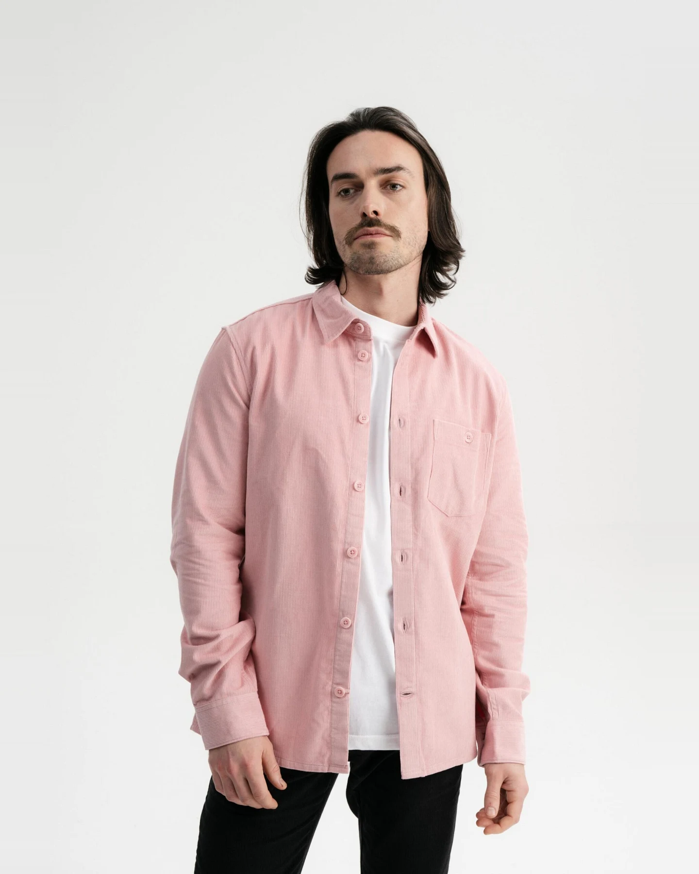 MELA Herren vegan Hemd Kord Nimit Rose Pink – Ansicht 2