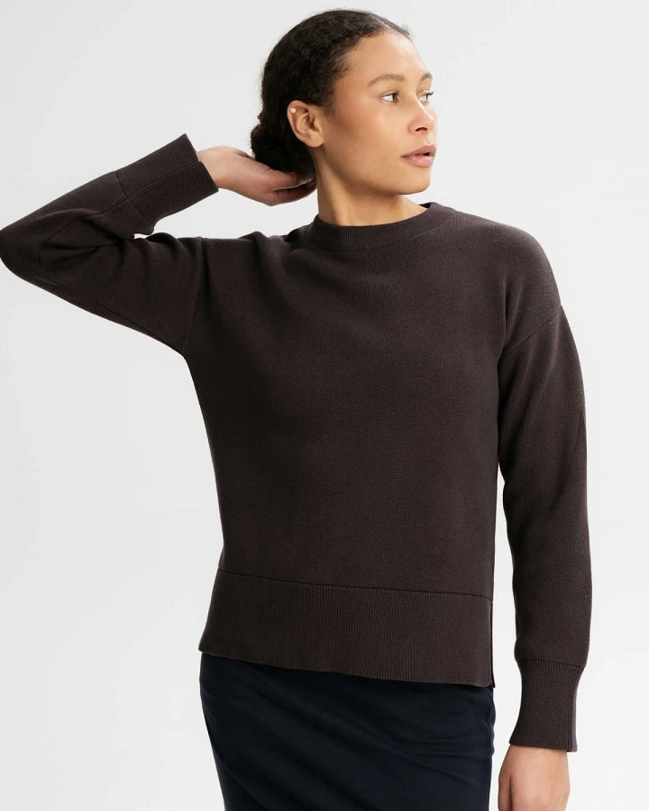MELA Damen vegan Strickpullover Faiza Dunkelbraun