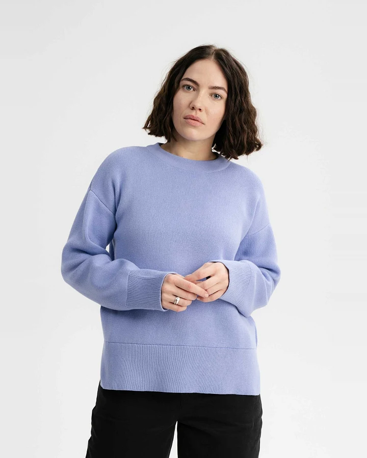 MELA Damen vegan Strickpullover Faiza Forgetmenot Hellblau