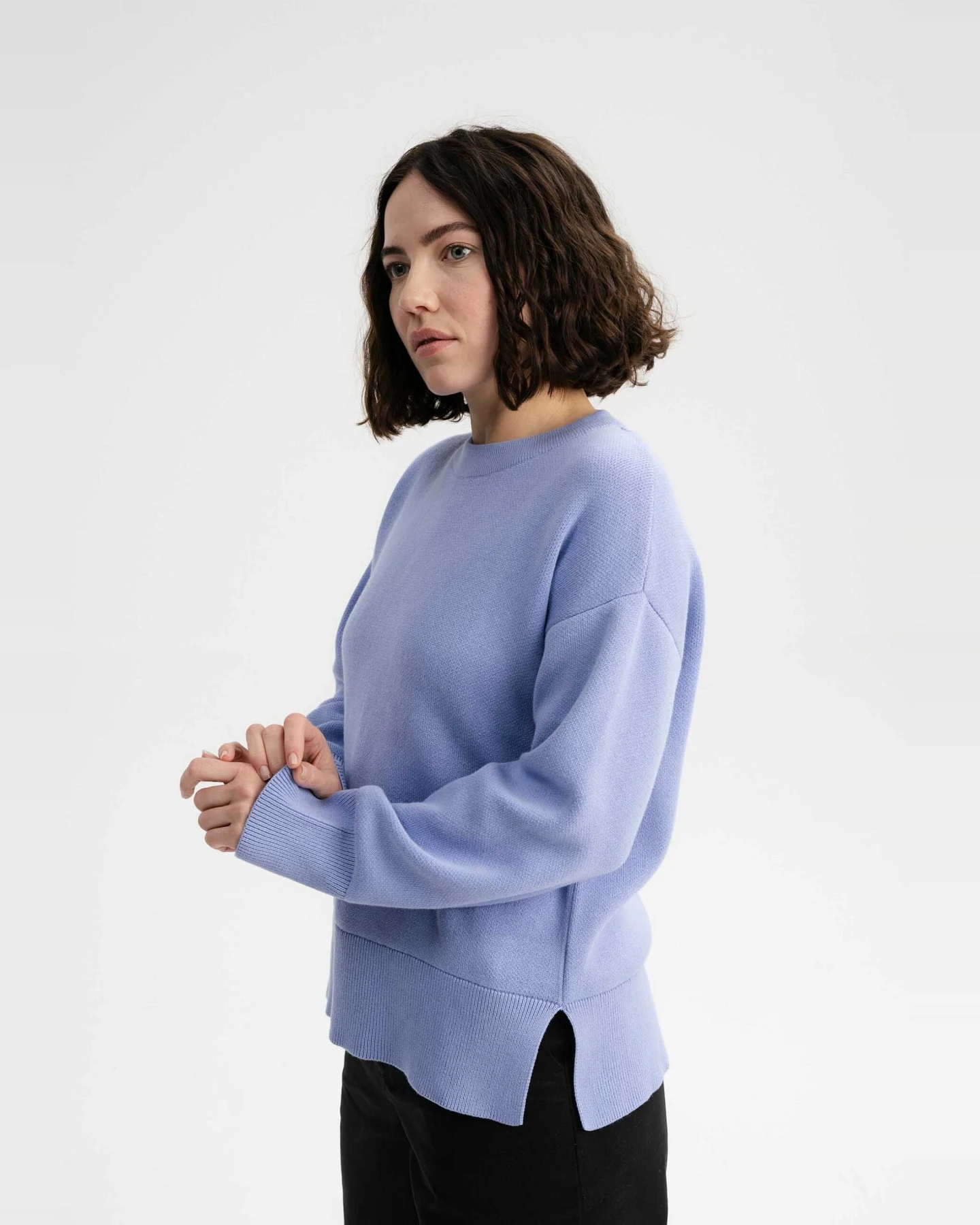 MELA Damen vegan Strickpullover Faiza Forgetmenot Hellblau – Ansicht 2